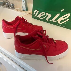 Nike never worn red air force 1’s